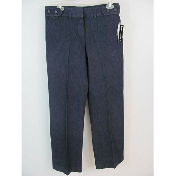 Larry Levine Jeans Pants Womens Sz 6 (30 x 31) Stretch Dark Wash Double Hook NWT - Picture 1 of 12